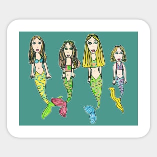 My Girls as Mermaids - Drawn by Tane (8) Sticker